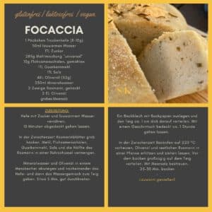 Rezeptkarte glutenfreie Focaccia