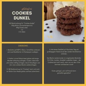 Rezeptkarte glutenfreie Cookies dunkel